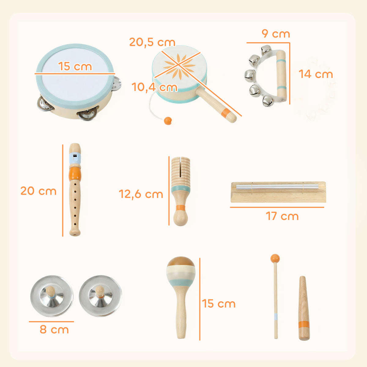 Instruments de Musique pour Enfants, Jouets Musicaux en Bois d'Inspiration avec Tambourin et Maracas pour Enfants 3+ Ans-2