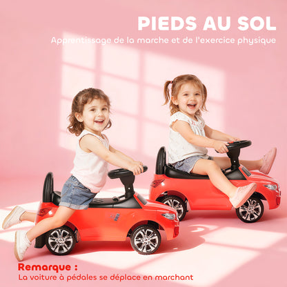Porteur enfants voiture, véhicule à pousser avec coffre à jouets, klaxon, phares et musique, 63,5 x 28 x 36 cm, rouge-7