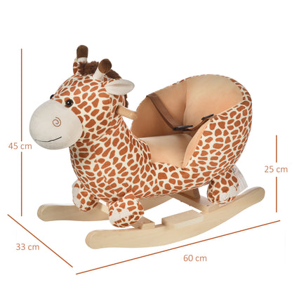 Jouet à Bascule modèle girafon Ceinture de sécurité Fonction Musicale 32 Pistes pour Enfant 18+Mois Marron Beige-2
