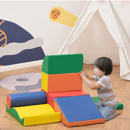 7PCS Module motricité bébé parcours motricité bébé blocs de construction en mousse EPE avec housse en polyuréthane - jouets éducatifs pour enfants d'âge préscolaire, multicolore-1