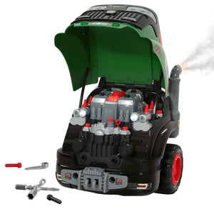 Jouet Moteur de Camion pour Enfants, Camion Mécano, Volant avec Effet de Brume, Sonores et Lumineux pour 3-6 Ans, Vert-0