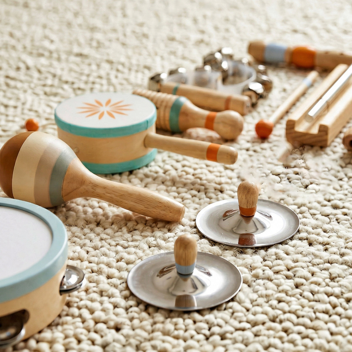 Instruments de Musique pour Enfants, Jouets Musicaux en Bois d'Inspiration avec Tambourin et Maracas pour Enfants 3+ Ans-1
