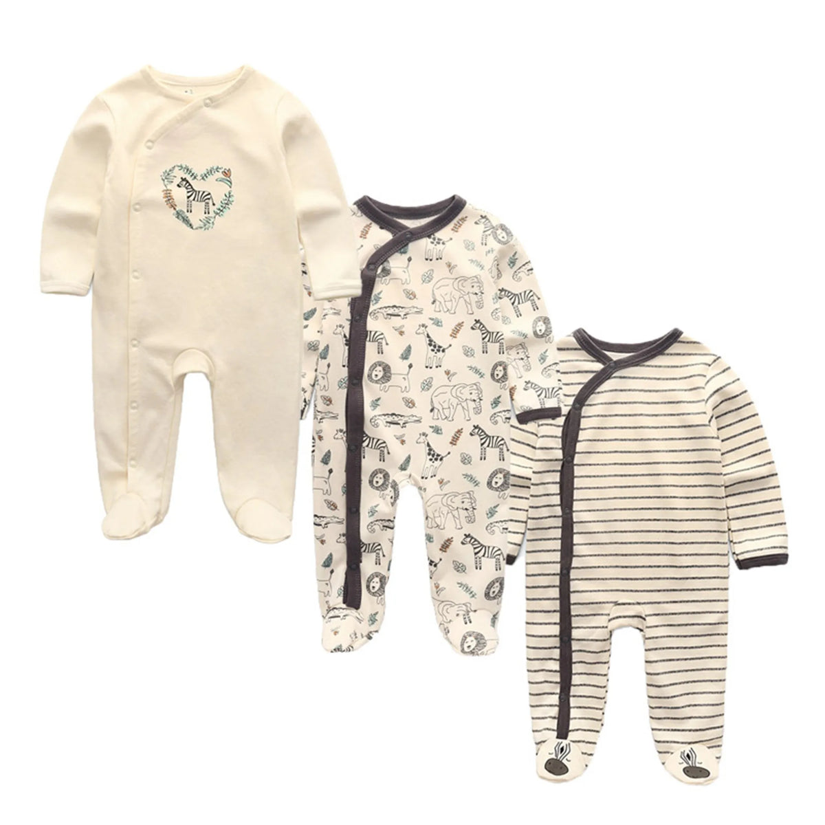 Kiddiezoom – Combinaison unisexe pour bébé garçon, 3 pièces/lot, automne-hiver, 100% coton