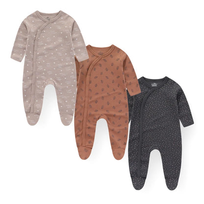 Kiddiezoom – Combinaison unisexe pour bébé garçon, 3 pièces/lot, automne-hiver, 100% coton