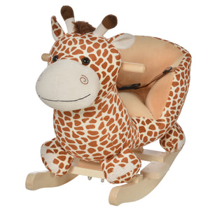 Jouet à Bascule modèle girafon Ceinture de sécurité Fonction Musicale 32 Pistes pour Enfant 18+Mois Marron Beige-0