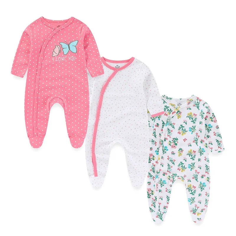 Kiddiezoom – Combinaison unisexe pour bébé fille, 3 pièces/lot, automne-hiver, 100% coton