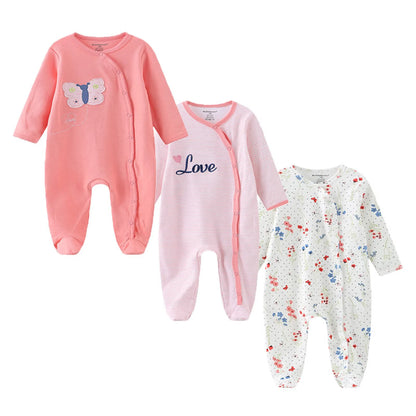 Kiddiezoom – Combinaison unisexe pour bébé fille, 3 pièces/lot, automne-hiver, 100% coton