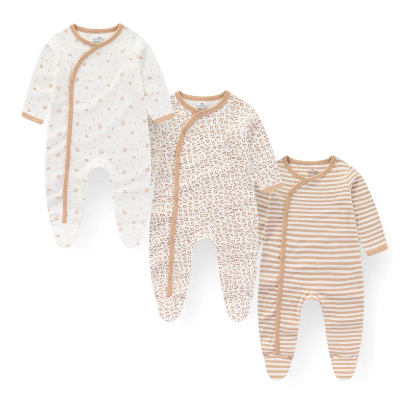 Kiddiezoom – Combinaison unisexe pour bébé fille, 3 pièces/lot, automne-hiver, 100% coton