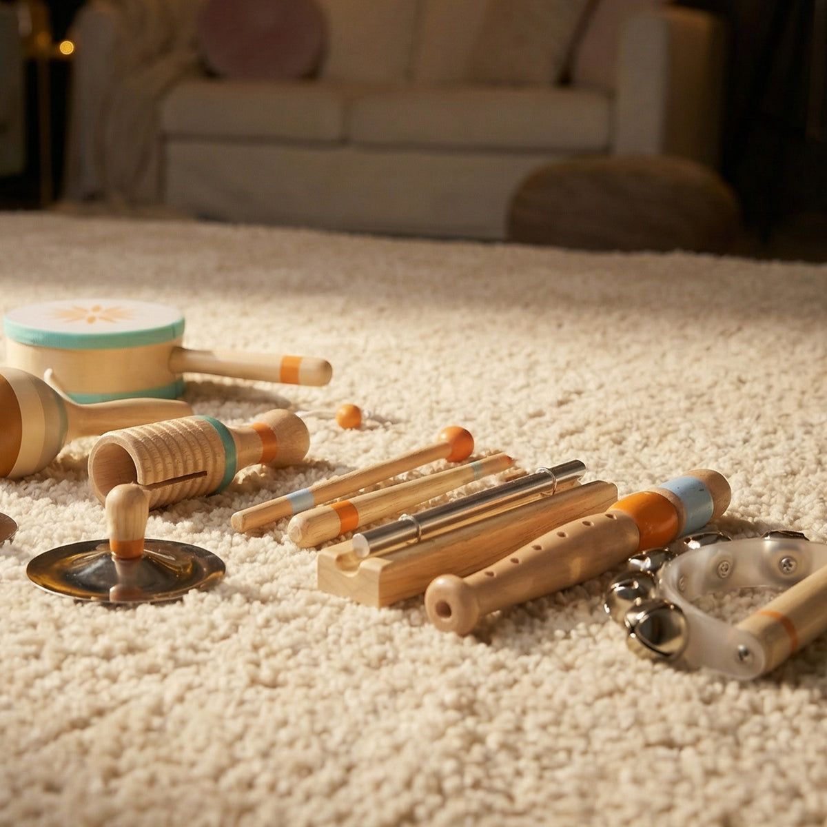 Instruments de Musique pour Enfants, Jouets Musicaux en Bois d'Inspiration avec Tambourin et Maracas pour Enfants 3+ Ans-8