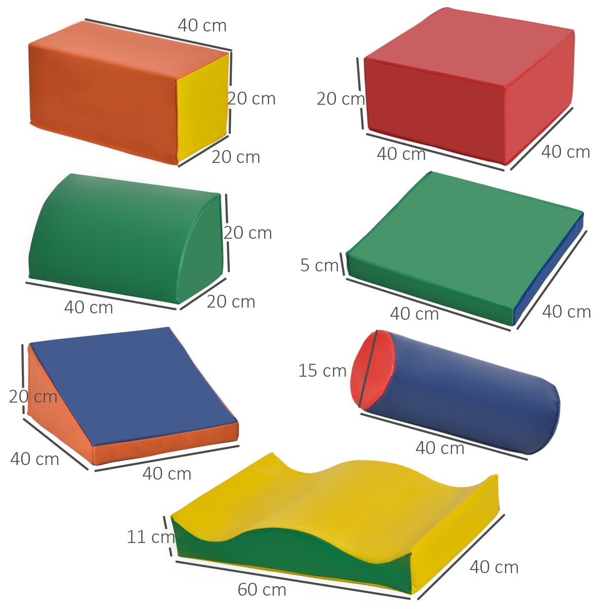 7PCS Module motricité bébé parcours motricité bébé blocs de construction en mousse EPE avec housse en polyuréthane - jouets éducatifs pour enfants d'âge préscolaire, multicolore-2