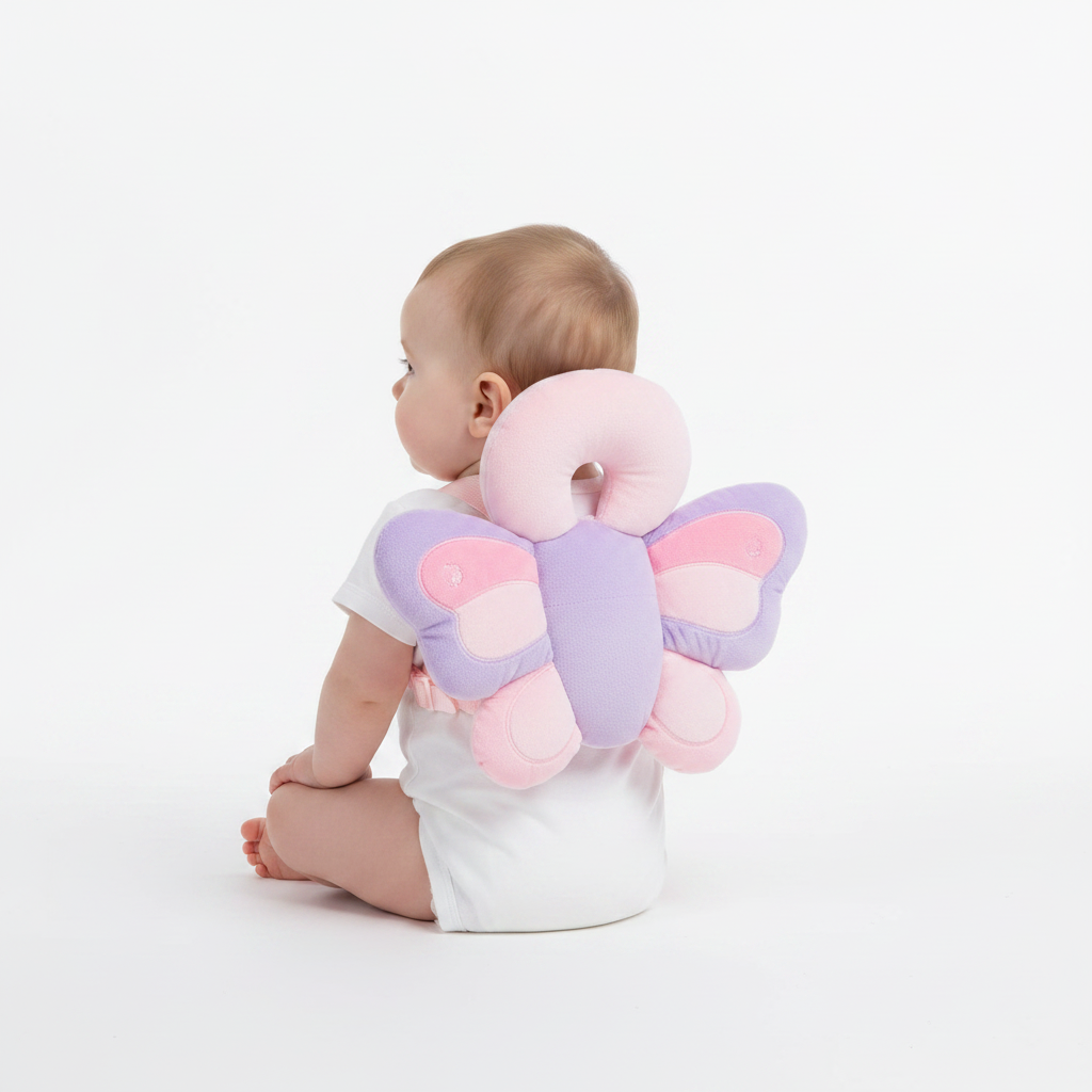 Coussin anti-chute bébé papillon rose