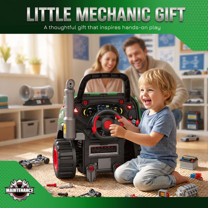 Jouet Moteur de Camion pour Enfants, Camion Mécano, Volant avec Effet de Brume, Sonores et Lumineux pour 3-6 Ans, Vert-8
