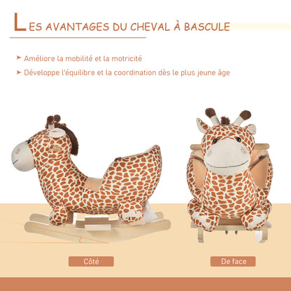 Jouet à Bascule modèle girafon Ceinture de sécurité Fonction Musicale 32 Pistes pour Enfant 18+Mois Marron Beige-5