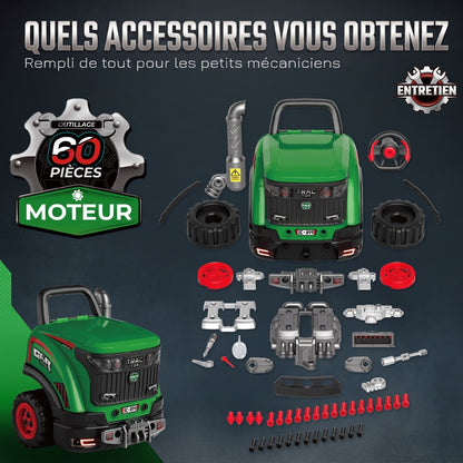 Jouet Moteur de Camion pour Enfants, Camion Mécano, Volant avec Effet de Brume, Sonores et Lumineux pour 3-6 Ans, Vert-5