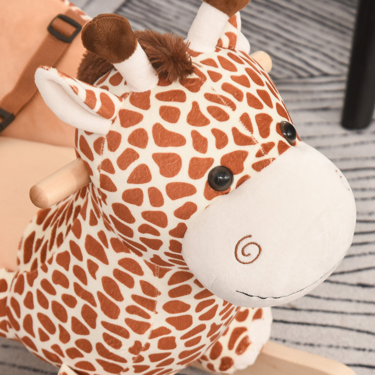 Jouet à Bascule modèle girafon Ceinture de sécurité Fonction Musicale 32 Pistes pour Enfant 18+Mois Marron Beige-7